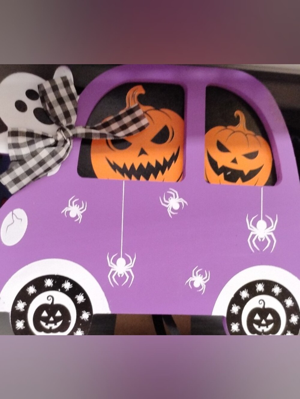 Purple Halloween Pumpkin Van Decoration